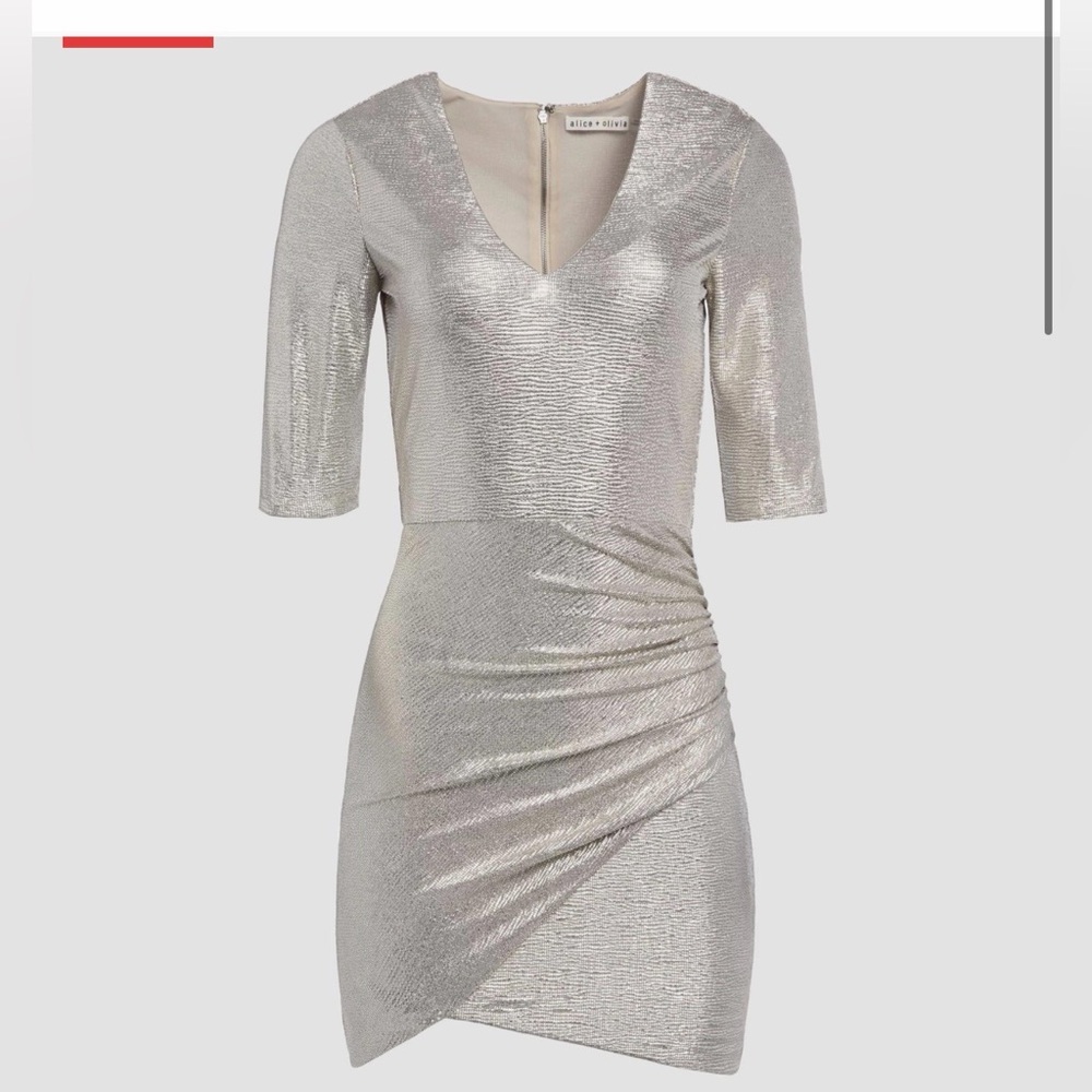 Alice + Olivia Judy Shimmering Metallic Dress NWT